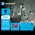 Aigostar - LED соларна коледна верига 10xLED/8 функции 6,5m 500 mAh IP65 студено бяло