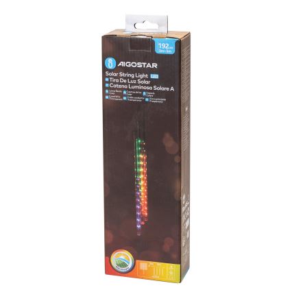 Aigostar - LED соларна коледна верига 192xLED/8m IP65 1200 mAh многоцветен