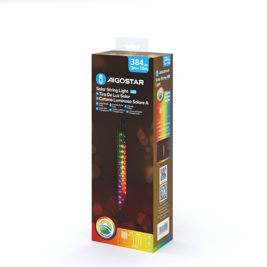 Aigostar - LED соларна коледна верига 384xLED/13m IP65 1200 mAh многоцветен
