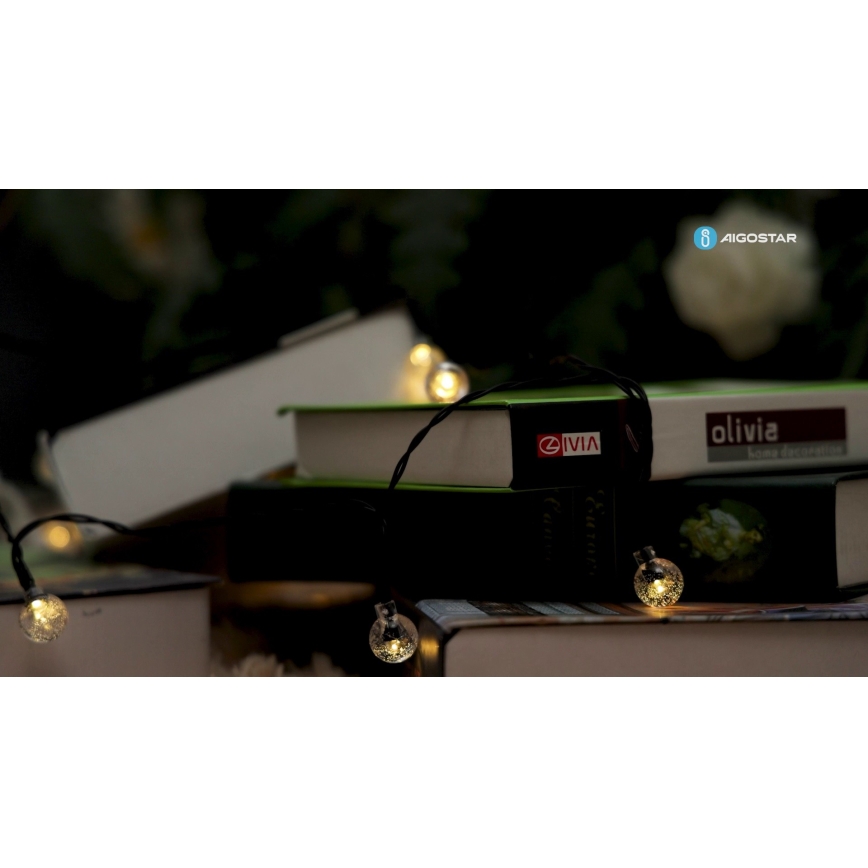 Aigostar - LED Соларни декоративни лампички 50xLED/8 функции 12m IP65 800 mAh топло бяло