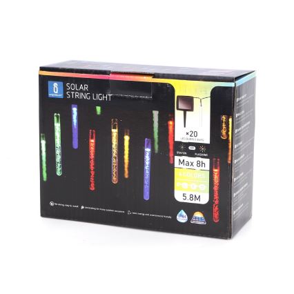 Aigostar - LED Соларни лампички 20xLED/5,8м IP44 многоцветни