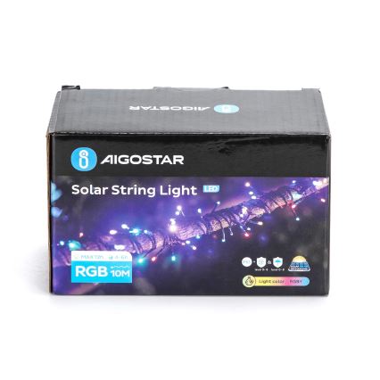 Aigostar - LED Соларни коледни лампички 100xLED/8 функции 12 м IP65 многоцветен