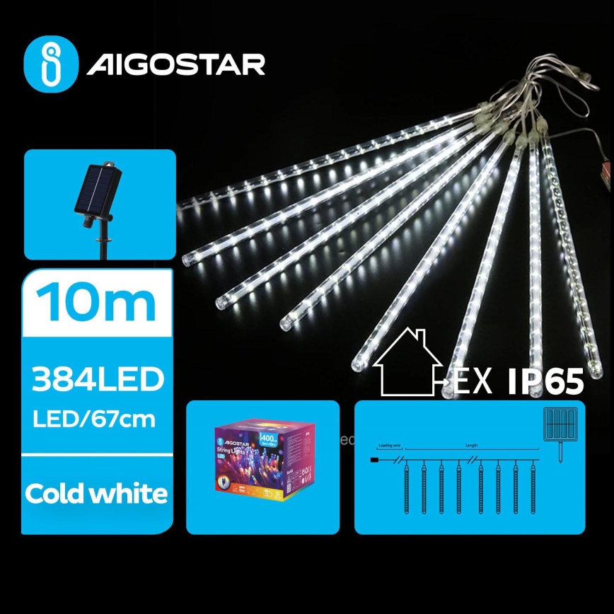 Aigostar - LED Соларни коледни лампички 384xLED/13 м IP65 студено бял