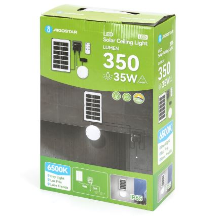 Aigostar - LED соларно осветително тяло LED/35W/12V 3000 mAh 6500K IP65 Ø 16,8 см + дистанционно управление