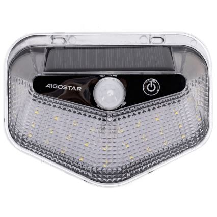 Aigostar - LED соларна лампа със сензор LED/3,7V 6500K 500 mAh IP65 черна