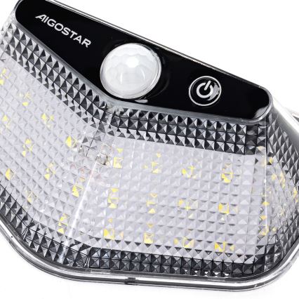 Aigostar - LED соларна лампа със сензор LED/3,7V 6500K 500 mAh IP65 черна