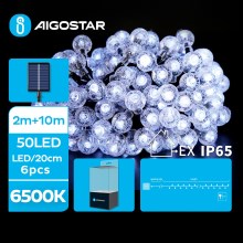 Aigostar - LED соларни декоративни лампички 50xLED/8 функции 12 м IP65 студено бял