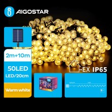 Aigostar - LED соларни декоративни лампички 50xLED/8 функции 12 м IP65 топло бял