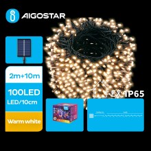 Aigostar - LED соларни коледни лампички 100xLED/8 функции 12 м IP65 топло бяло