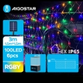 Aigostar - LED соларни коледни лампички 100xLED/8 функции 4,5x1,5 м IP65 многоцветен