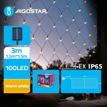 Aigostar - LED соларни коледни лампички 100xLED/8 функции 4,5x1,5 м IP65 топло бял