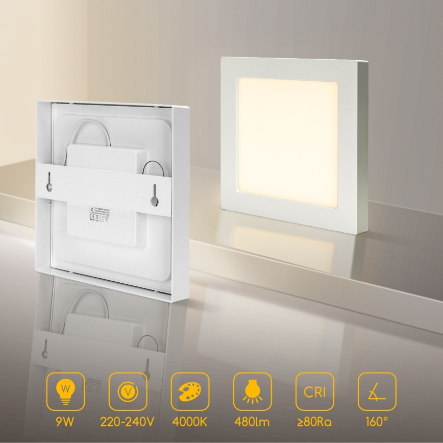 Aigostar - LED таванен плафон LED/9W/230V 4000K 12,2x12,2 cm бял