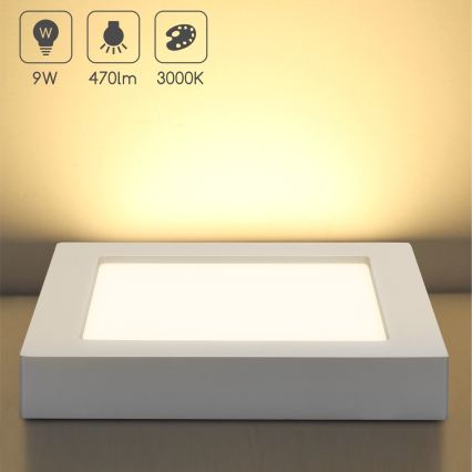 Aigostar - LED таванен плафон за повърхностен монтаж LED/9W/230V 3000K 12,2x12,2 cm бял
