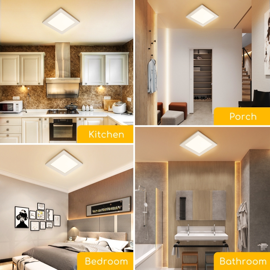 Aigostar - LED таванен плафон за повърхностен монтаж LED/9W/230V 3000K 12,2x12,2 cm бял