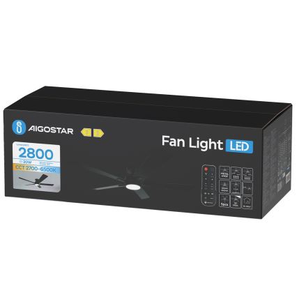Aigostar - Таванен вентилатор с димируемо LED осветление LED/20W/230V 2700-6500K 132cm черен + дистанционно управление