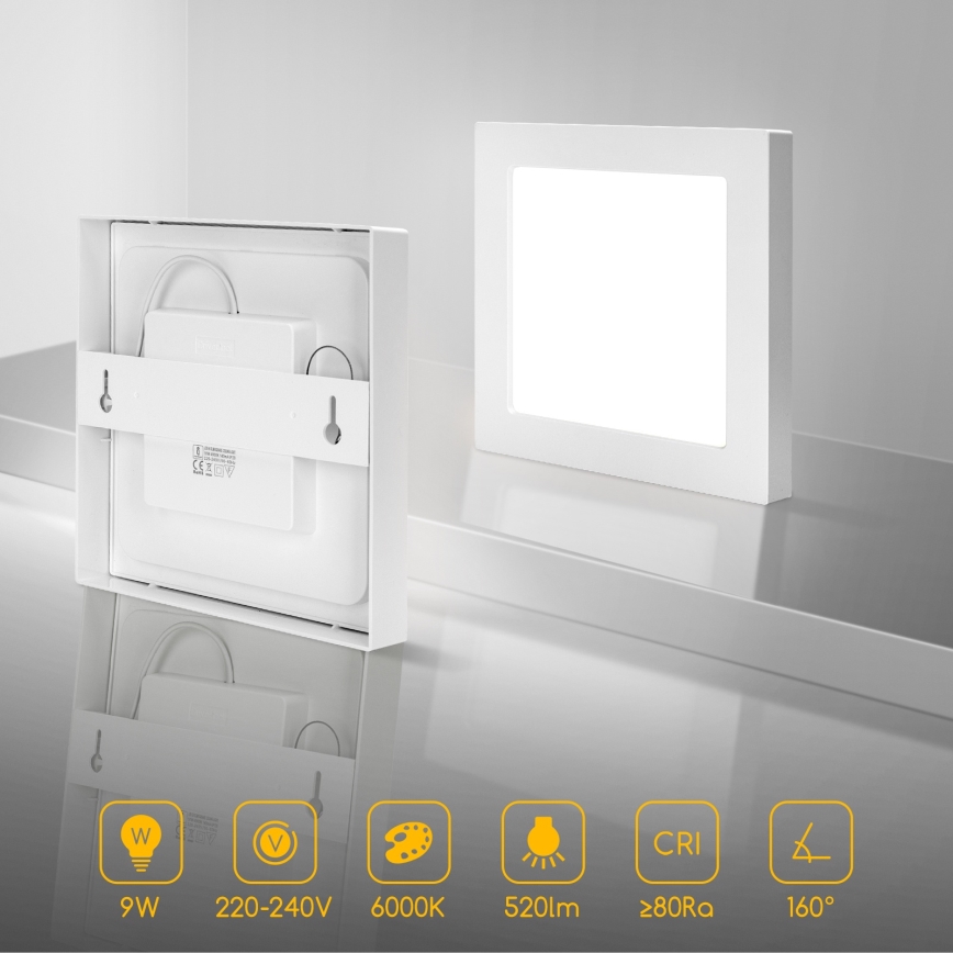 Aigostar - LED таванно осветително тяло/9W/230V/6000K 12,2x12,2 cm бяло