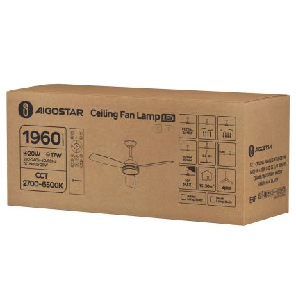 Aigostar - LED регулируем таванен вентилатор LED/20W/230V 2700-6500K 132см кафяв + дистанционно управление