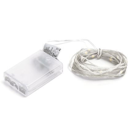 Aigostar - LED верига 50 LED, 3xAA, 5,3m, топла бяла светлина