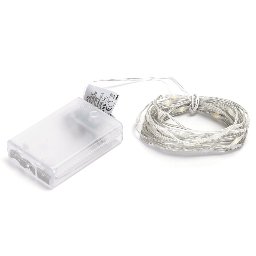 Aigostar - LED верига 50 LED, 3xAA, 5,3m, топла бяла светлина