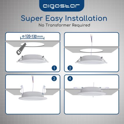 Aigostar - LED вградено таванно осветително тяло за баня LED/15W/230V 4000K IP44 Ø 14,5 cm бяло