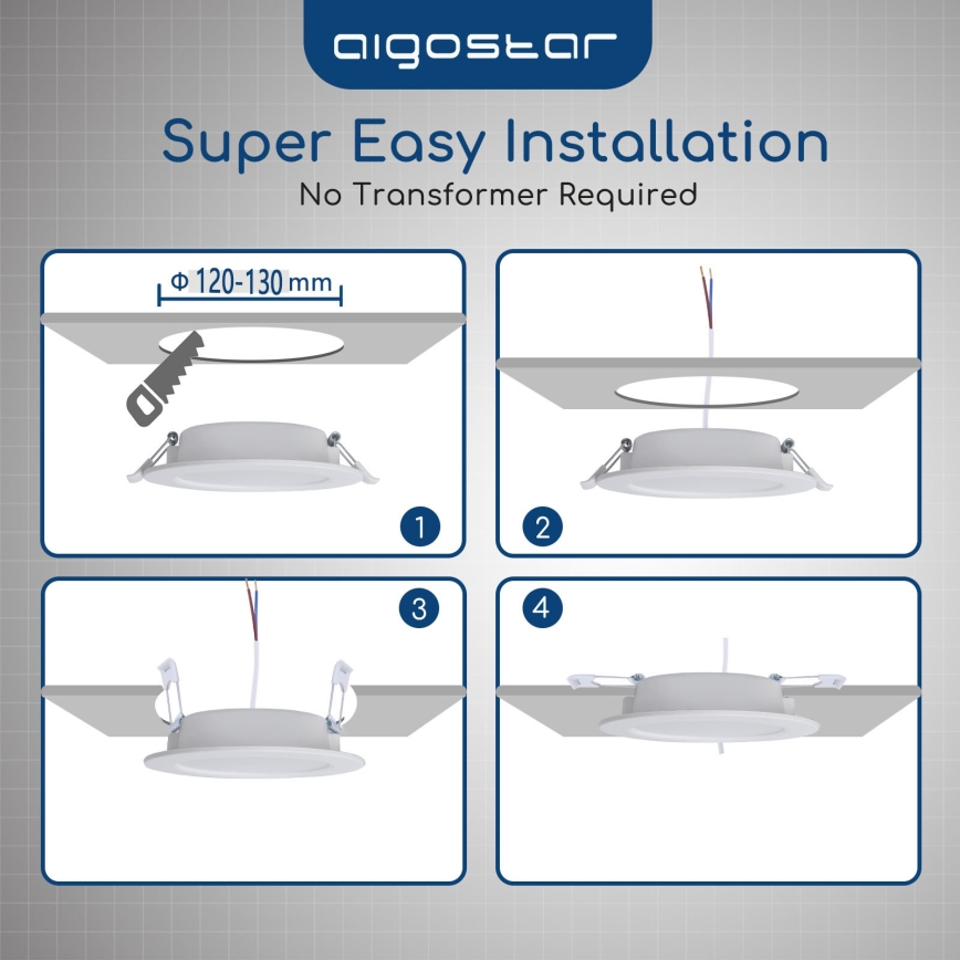 Aigostar - LED вградено таванно осветително тяло за баня LED/15W/230V 4000K IP44 Ø 14,5 cm бяло
