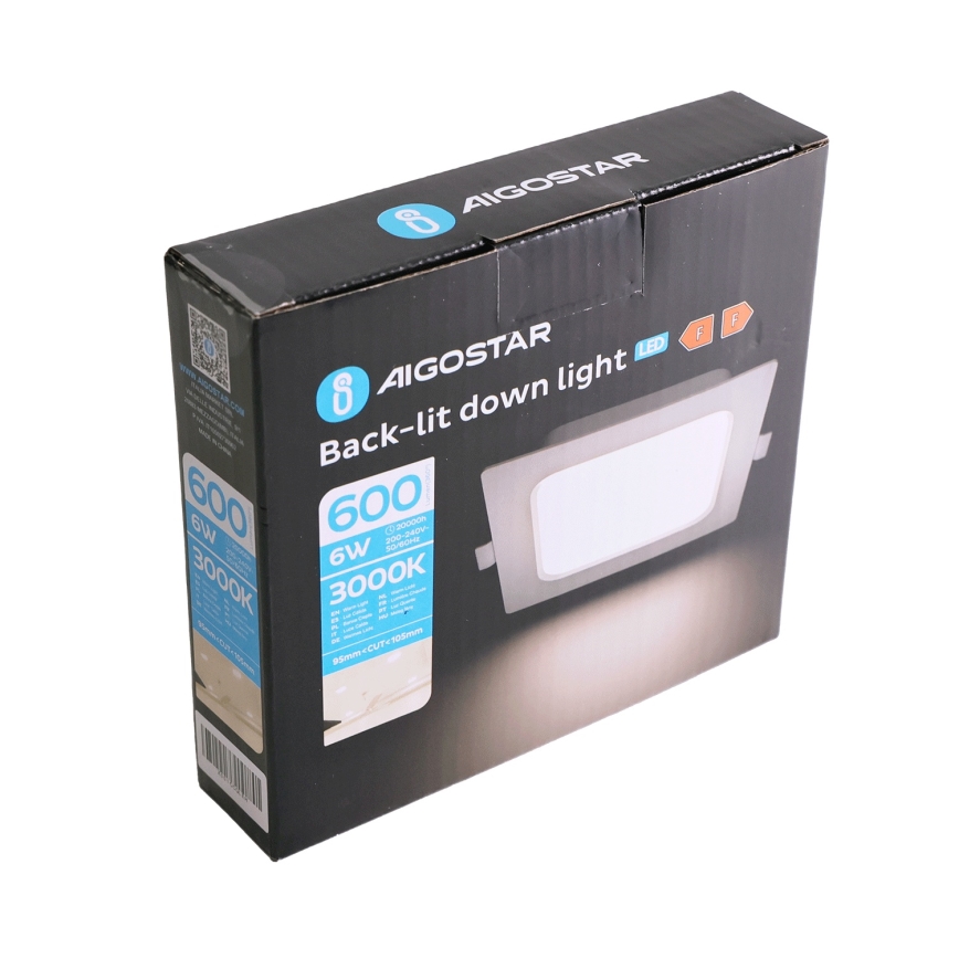 Aigostar - LED вградено осветително тяло LED/6W/230V 3000K 12x12 см бяло