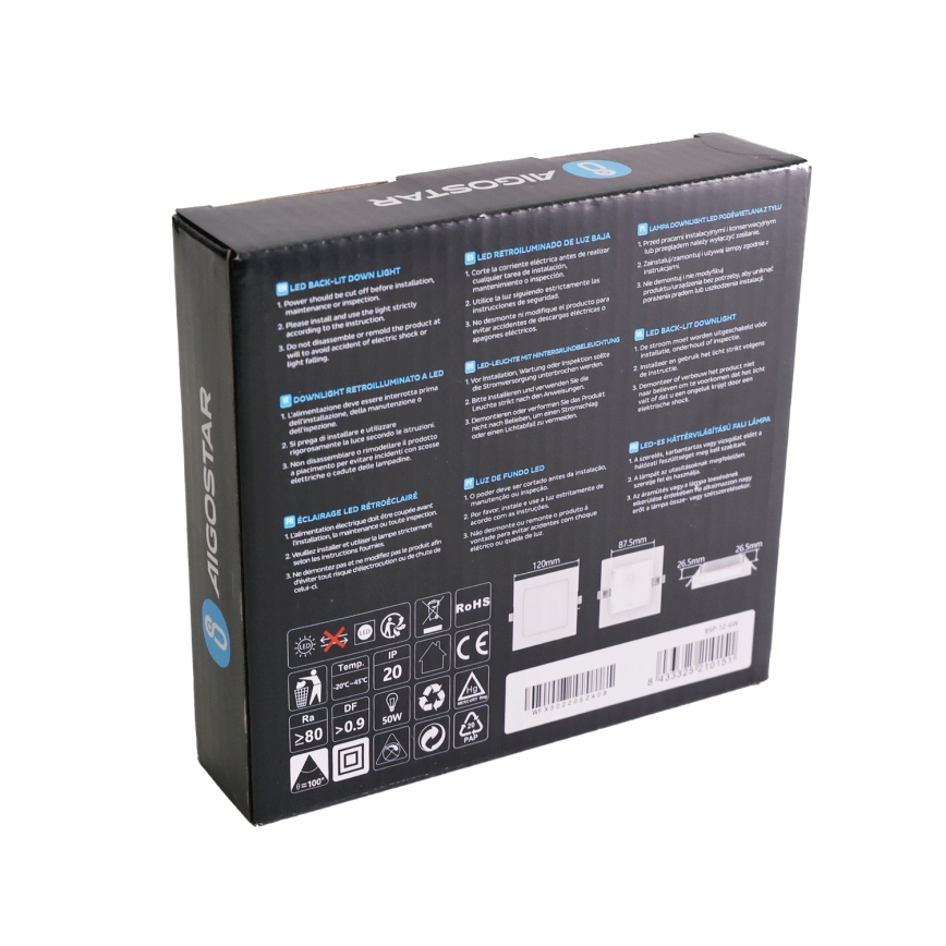 Aigostar - LED вградено осветително тяло LED/6W/230V 3000K 12x12 см бяло