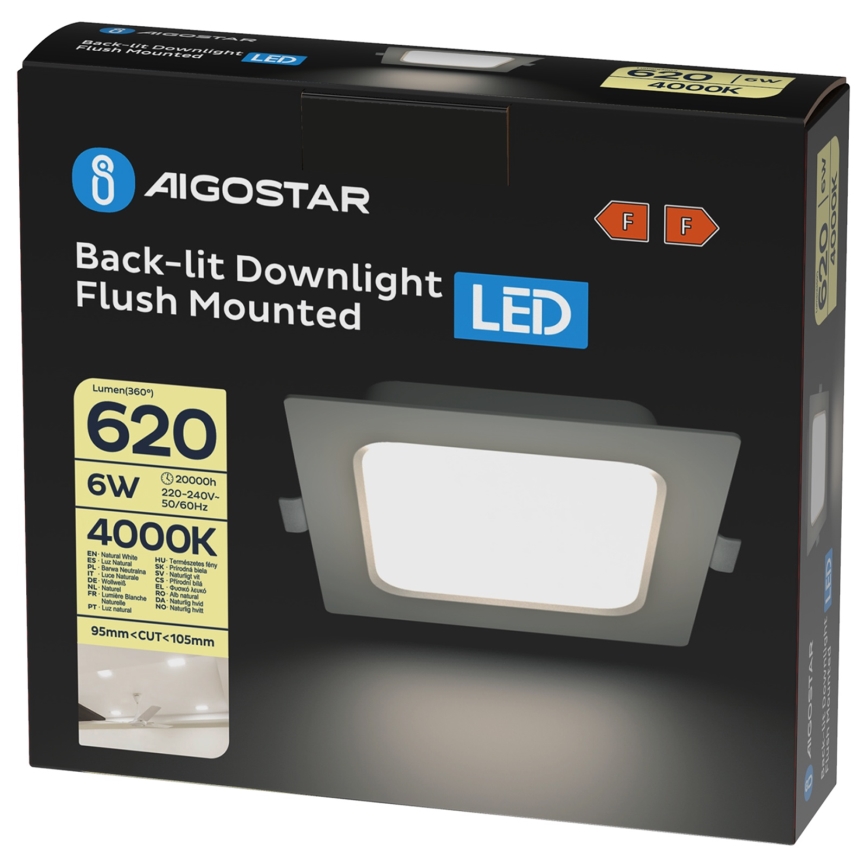 Aigostar - LED вградено осветително тяло LED/6W/230V 4000K 12x12 cm бяло