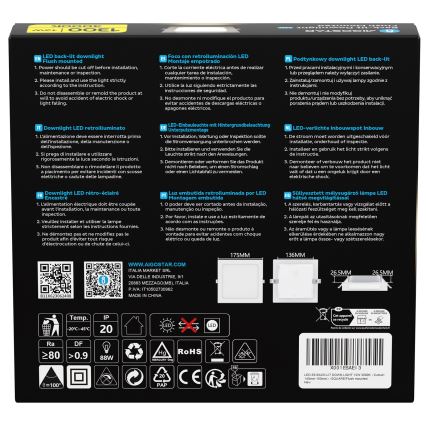 Aigostar - LED вградено таванно осветително тяло LED/12W/230V 3000K 17,5x17,5 cm бяло