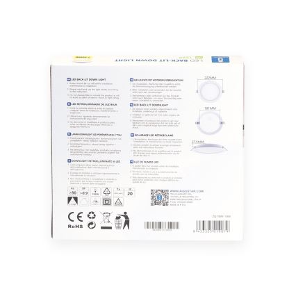 Aigostar - LED вградено таванно осветително тяло LED/18W/230V 3000K Ø 22,2 cm бяло