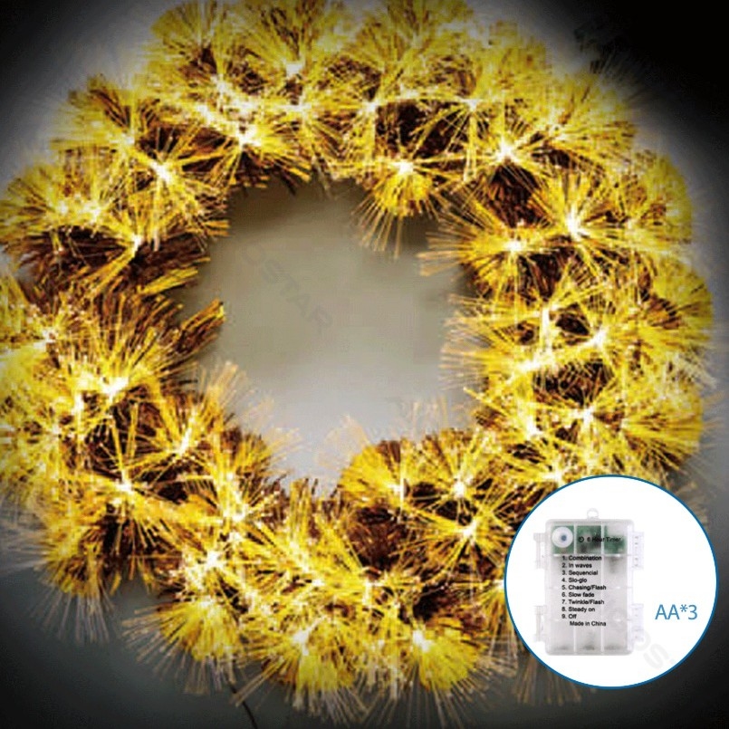 Aigostar - LED външен 3D коледен венец 72xLED/3xAA диаметър 50 см IP44 топло бяло