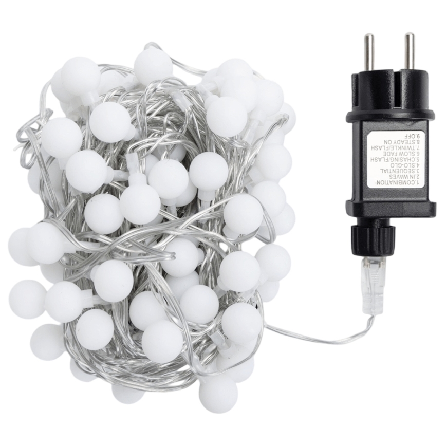 Aigostar - LED външна декоративна гирлянда 100xLED/8 режима 10m IP44 студено бяла