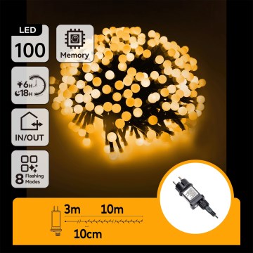 Aigostar - LED външен декоративен гирлянд 100xLED/8 функции 10 m IP44 топла бяла