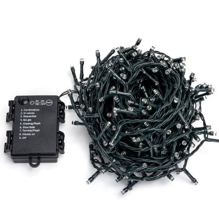 Aigostar-LED Външен гирлянд 300xLED/8 режима 3xAA 15,3m IP44 топла бяла