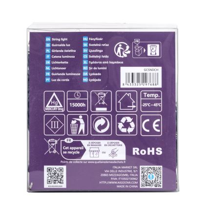 Aigostar-LED Външен гирлянд 300xLED/8 режима 3xAA 15,3m IP44 топла бяла