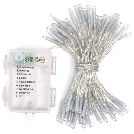 Aigostar - LED Външен  гирлянд 50xLED/8 функции 3xAA 5,3m IP44 многоцветен