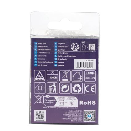 Aigostar - LED Външен  гирлянд 50xLED/8 функции 3xAA 5,3m IP44 многоцветен