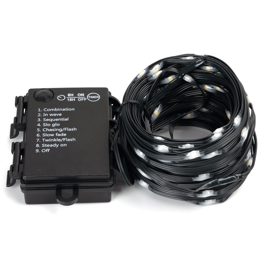 Aigostar - LED Външен  гирлянд 50xLED/8 функции 3xAA 5,3m IP44 топла бяла светлина