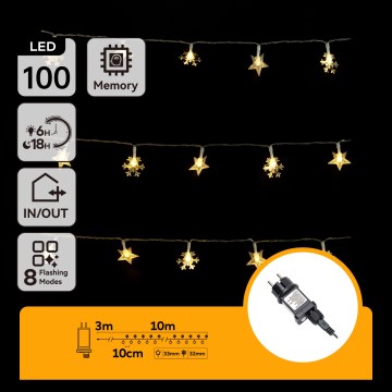 Aigostar - LED външен коледен гирлянд 100xLED/8 режима 13m IP44 топла бяла