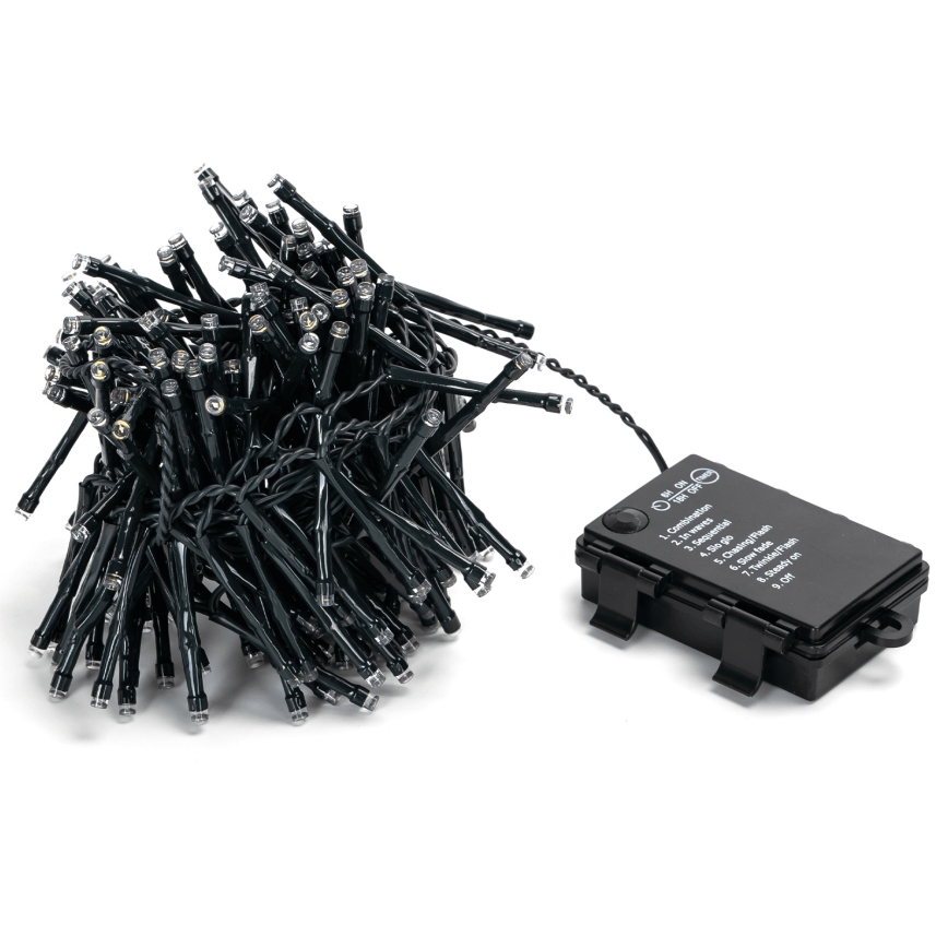 Aigostar - LED външна коледна гирлянда 200xLED/8 функции 3xAA 5,3 m IP44 студено бяло