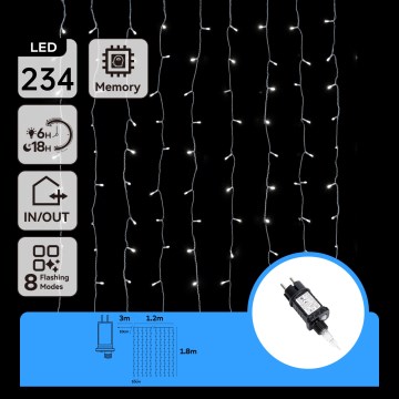 Aigostar - LED Външен коледен гирлянд 234xLED/8 функции 1,2x1,8 m IP44 студено бяло