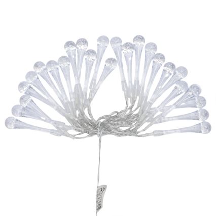 Aigostar - LED външна гирлянда, 25 LED диода / 8 функции, 3 x AA, 2,5 m, IP44, топла бяла светлина, капковидни лампички