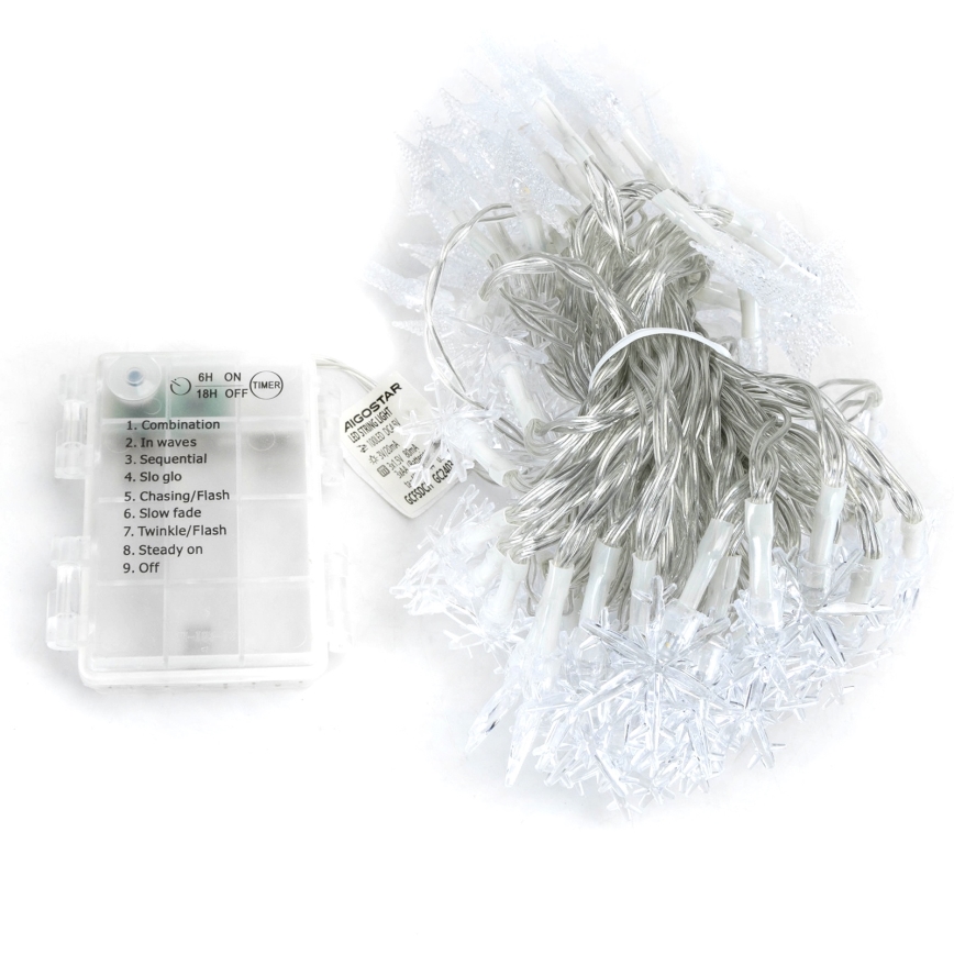 Aigostar - LED външен гирлянд 25xLED/8 функции 3xAA 2,5m IP44 топла бяла светлина звезди