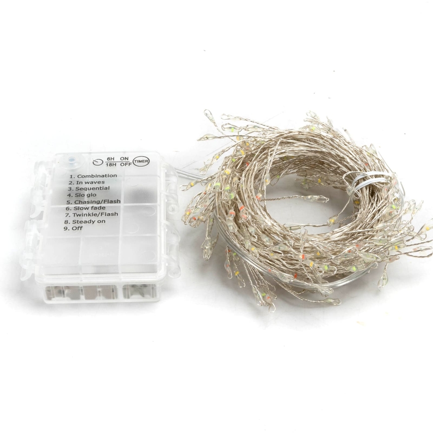 Aigostar - LED външен коледен гирлянд 300 LED / 8 функции 3xAA 9,3 m IP44 многоцветен