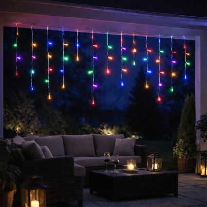 Aigostar - LED външна коледна светлинна верига 300xLED/8 функции 3xAA 18x0,6 m IP44 многоцветна