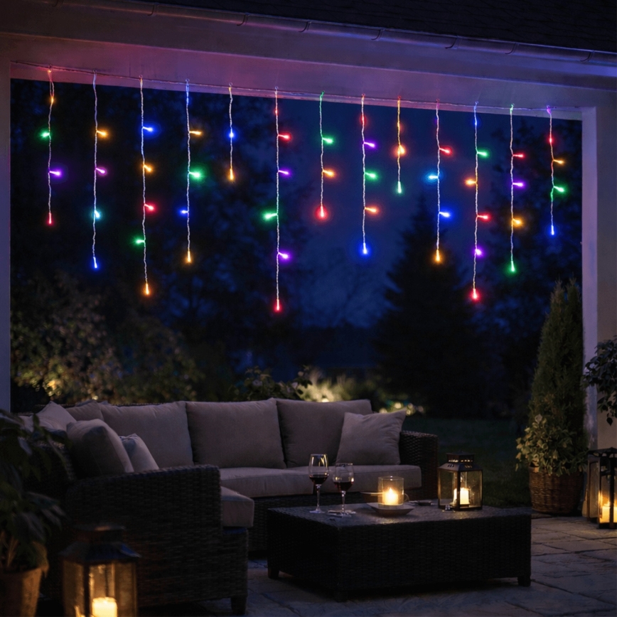 Aigostar - LED външна коледна светлинна верига 300xLED/8 функции 3xAA 18x0,6 m IP44 многоцветна