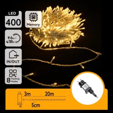 Aigostar - LED външен коледен гирлянд 400xLED/8 функции 20m IP44 топло бяло