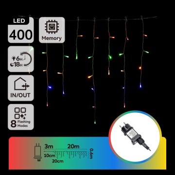 Aigostar - LED външен коледен гирлянд 400xLED/8 функции 23x0,6m IP44 многоцветен