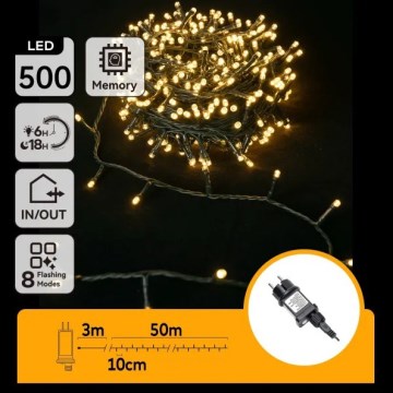 Aigostar - LED външен коледен гирлянд 500xLED/8 функции 50m IP44 топла бяла
