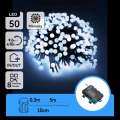 Aigostar -LED Външен коледен гирлянд 50xLED/8 функции 3xAA 5,3m IP44 студено бяло